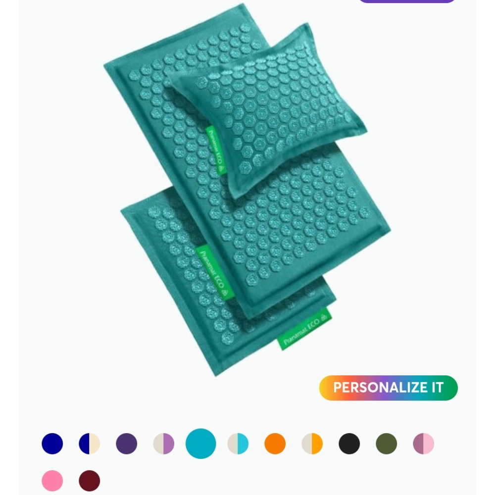 Pranamat Teal Acupressure Mat and Pillow Set